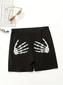 Slayr Shorts Ajustados Con Estampado De Calavera Y Palmeras Para Mujer