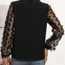 Frenchy Camisa Para Mujer De Manga Larga De Malla Transparente Con Apliques De Mariposas