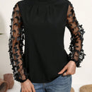 Frenchy Camisa Para Mujer De Manga Larga De Malla Transparente Con Apliques De Mariposas