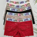 5 piezas pantys tipo boxer con estampado de letras para mujer, pantys de encaje floral comodos con ribete de encaje de concha
