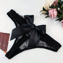 Tanga Sexi De Satin Con Encaje, Lazo De Arco Y Huecos