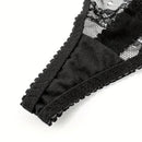 Tanga Sexi De Satin Con Encaje, Lazo De Arco Y Huecos
