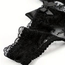 Tanga Sexi De Satin Con Encaje, Lazo De Arco Y Huecos