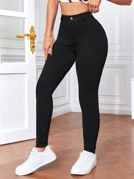 Tall Jeans Ajustados Solidos Para Mujer