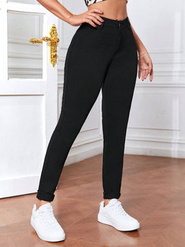 Tall Jeans Ajustados Solidos Para Mujer