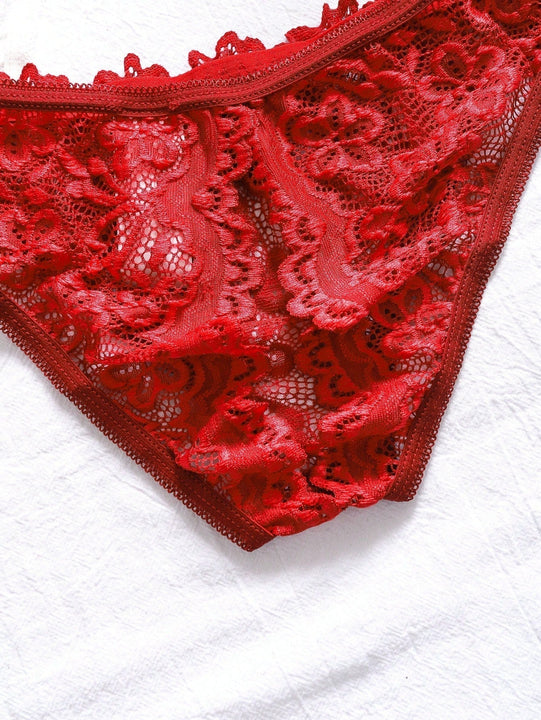 3 Piezas Ropa Interior De Encaje Sexy Para Mujeres