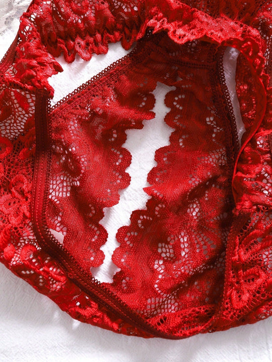 3 Piezas Ropa Interior De Encaje Sexy Para Mujeres