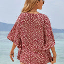 Frenchy Blusa Veraniega De Mangas Murcielago Con Estampado Floral Boho Chic, Cuello En V, Elegante Y Romantica, Ideal Para Vacaciones De Verano, Linda Camisa, Cubierta De Trajes De Bano