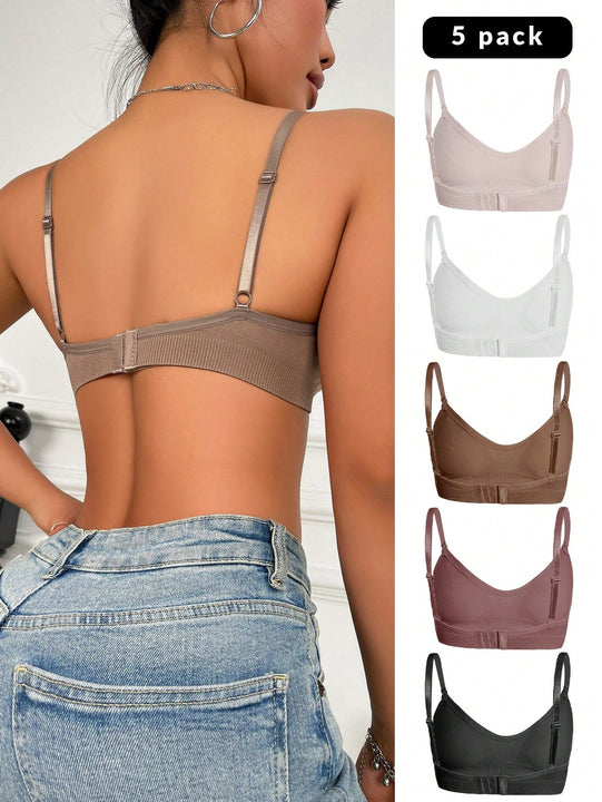 5 piezas/set sujetadores casuales sin costuras de mujer de punto de canale solido