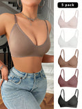 5 piezas/set sujetadores casuales sin costuras de mujer de punto de canale solido