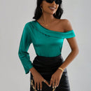Prive Blusa De Color Liso Con Cuello Asimetrico Para Mujer