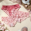 Fondo De Bikini Triangular Para Mujer Con Estampado De Cuadros Y Adorno De Lazo