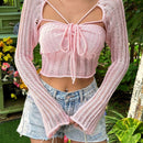 EZwear Sueter De Punto Liso Para Mujer Con Corbata