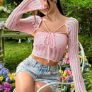 EZwear Sueter De Punto Liso Para Mujer Con Corbata