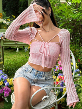 EZwear Sueter De Punto Liso Para Mujer Con Corbata