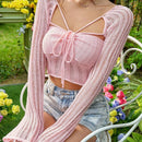 EZwear Sueter De Punto Liso Para Mujer Con Corbata