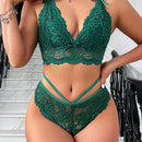 Conjunto De Lenceria De Encaje Decorado Con Lazo Para Mujer