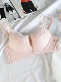 Sencillo Bra Ajustable de Primavera/Verano sin Alambrar con Soporte Lateral y Push-Up, Bottom Gruesa y Parte Superior Delgada, Cierre de Hebilla de Cuatro Filas, Anti-Caida y Anti-Bultos Laterales