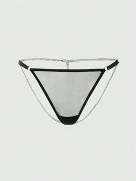 ROMWE Goth Bragas Tipo Tanga Con Detalle De Cadena Y Mariposa Estilo Gotico Para Mujer