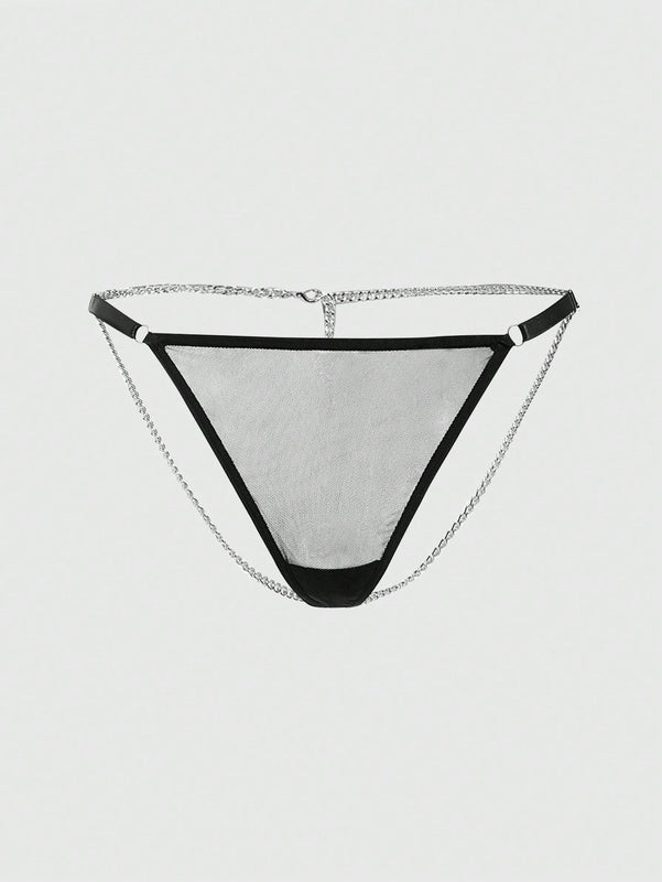 ROMWE Goth Bragas Tipo Tanga Con Detalle De Cadena Y Mariposa Estilo Gotico Para Mujer
