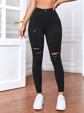 Tall Pantalones ajustados rasgados en unicolor