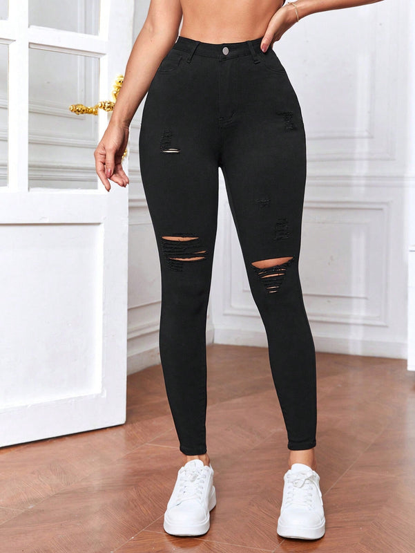 Tall Pantalones ajustados rasgados en unicolor