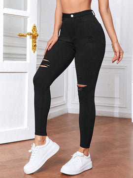 Tall Pantalones ajustados rasgados en unicolor