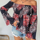 VCAY Blusa Estilo Vacacional Con Cuello Descubierto Y Fruncido