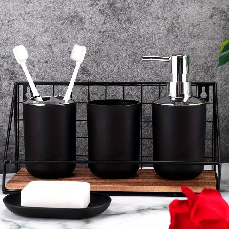 4 Piezas, Porta Cepillos De Dientes, Jabonera, Dispensador De Loción, Botella De Bomba, Vaso Para Enjuague Bucal, Accesorios De Baño, Conjunto De Baño