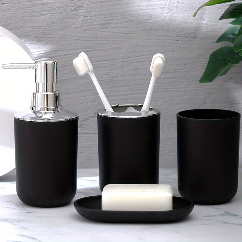 4 Piezas, Porta Cepillos De Dientes, Jabonera, Dispensador De Loción, Botella De Bomba, Vaso Para Enjuague Bucal, Accesorios De Baño, Conjunto De Baño