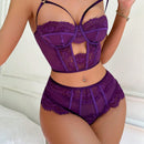Conjunto De Lenceria Femenino Con Encaje Trasparente