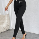 Prive pantalones pitillo de cintura alta con botones y cremallera