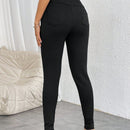Prive pantalones pitillo de cintura alta con botones y cremallera
