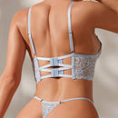 Conjunto De Ropa Interior Romantica De Encaje Hueco Para La Temporada De Novias