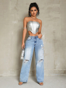 Jeans Rectos Desgastados