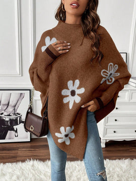 Essnce Sudadera De Manga Larga De Mujer Con Patron Floral Y Dobladillo Irregular