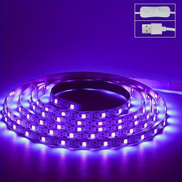 Tira de Luz Negra LED Flexible Alimentada por USB de 19.99 metros - Brillo Neón Vibrante para Fiestas, Vacaciones y Decoración del Hogar, Ideal para Navidad, Halloween, Cumpleaños, Gabinetes de Vidrio y Más, Decoraciones de Fiesta | Iluminación Creativa