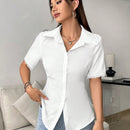 EZwear Camiseta De Manga Corta Con Nudo Y Espalda Hueca