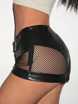 ICON Pantalones Cortos Y2k Con Paneles De Red Y Baja Altura