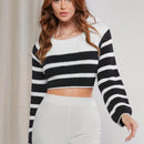 Haute Sueter De Rayas Sin Espalda Con Lazo Y Cordones