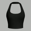 EZwear Top corto sin mangas de cuello halter ajustado y casual sin diseno para verano
