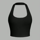 EZwear Top corto sin mangas de cuello halter ajustado y casual sin diseno para verano