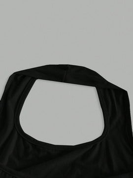 EZwear Top corto sin mangas de cuello halter ajustado y casual sin diseno para verano