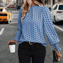 LUNE Blusa De Manga Farol Con Cuellos Fruncidos De Lunares Estampados