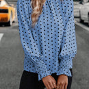 LUNE Blusa De Manga Farol Con Cuellos Fruncidos De Lunares Estampados