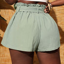 Slayr Shorts Casuales De Cintura Anudada Para Mujeres En Vacaciones En La Playa