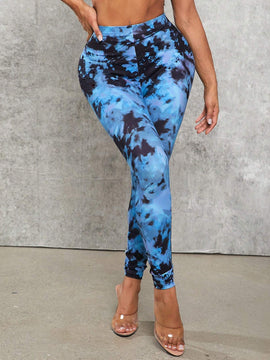 SXY Pantalones De Punto Con Estampado Tie-dye Para Mujer