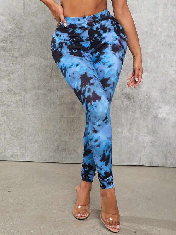 SXY Pantalones De Punto Con Estampado Tie-dye Para Mujer
