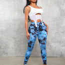 SXY Pantalones De Punto Con Estampado Tie-dye Para Mujer