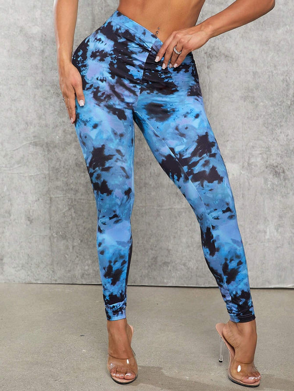 SXY Pantalones De Punto Con Estampado Tie-dye Para Mujer